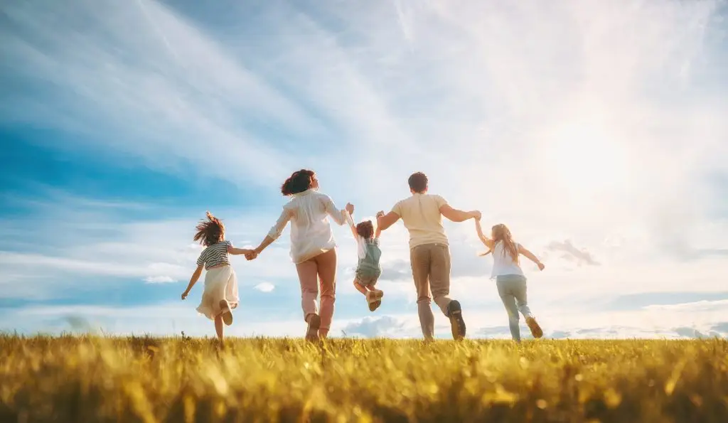 Famiele auf einer Wiese